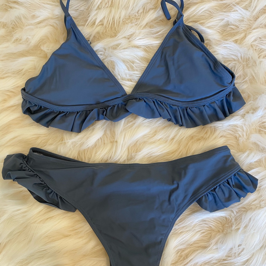 Gray Ruffles Bikini
